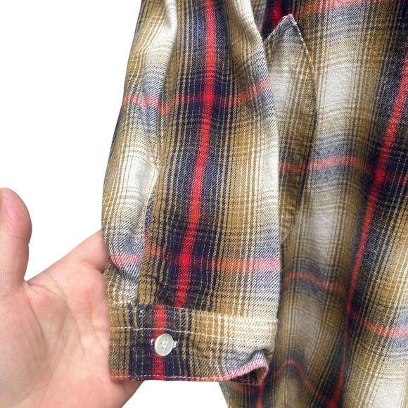 CP Shades Teton Tunic Shirt Sz S Brown Red Plaid Cotton Oversized Lagenlook - Picture 5 of 12